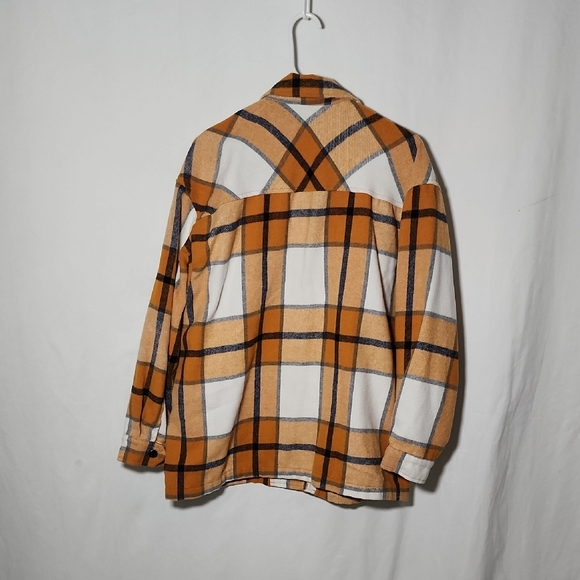 Men's Plaid Shirt Jacket - Orange and White - Picture 5 of 8